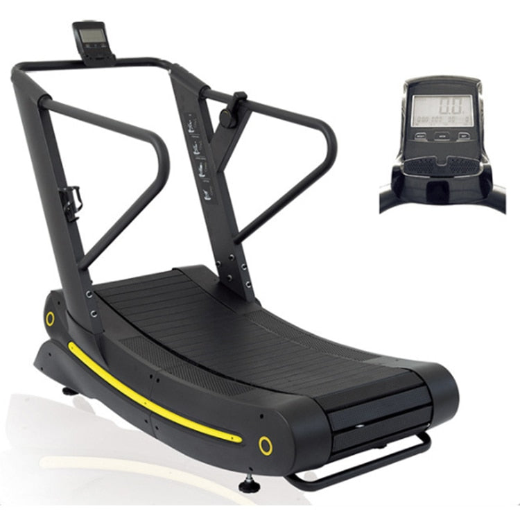 Curved Treadmill for home or commercial use with anti slip running slates