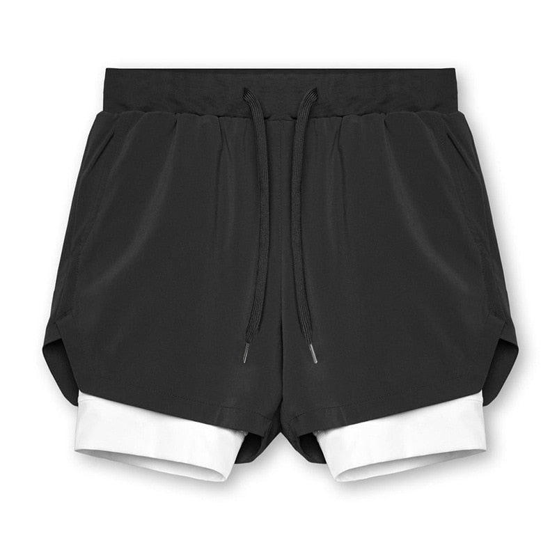 Comprar black1 Breathable Double layer sport shorts for Men