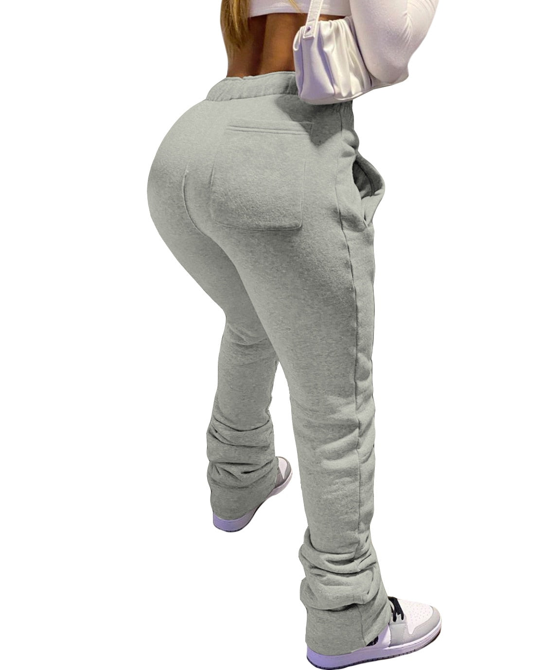 Mid Waist Thick Stacked Fleece Joggers for women