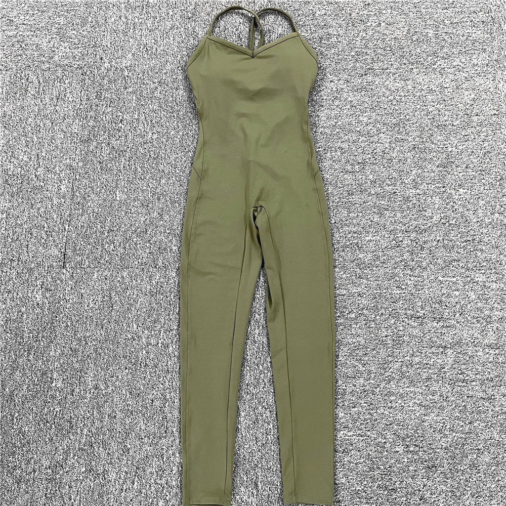 Comprar army-long Athleisure  One Piece Backless Fitness Bodysuit / Jumpsuit