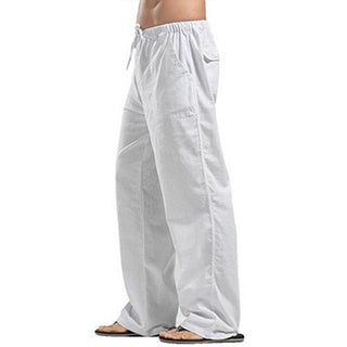SIPERLARI Linen Wide Korean style Trousers for Men. Oversize Linens Yoga Pants