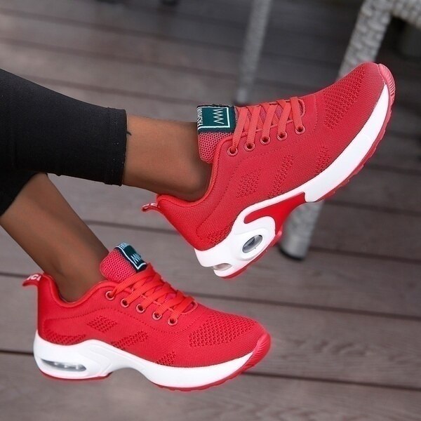 Buy 1727red Vulcanized Falt Platform Mesh Sports &amp; Running shoes for Women