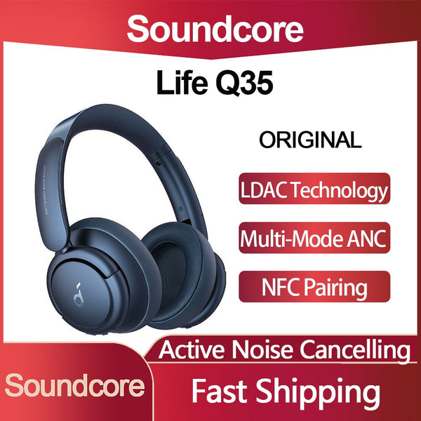 Original Soundcore Life Q35 Wireless Headset Active Noise Cancellation Bluetooth Headphone ANC Long Playtime LDAC HiRes Earphone