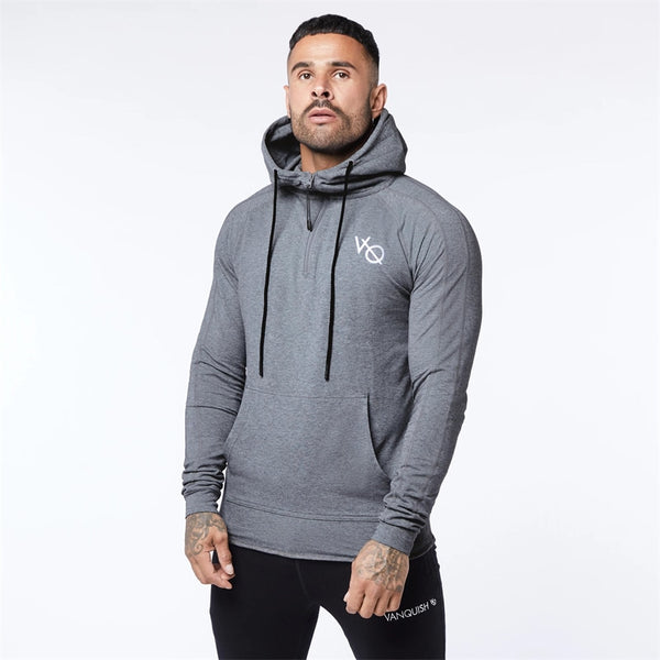 Pullover Cotton Hoodie with zipper and Loose Collar