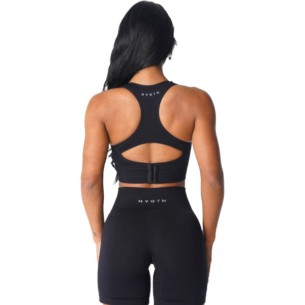 Nvgtn Ignite Seamless Sports Bra Spandex Fitness Top Elastic Breathable bralette black