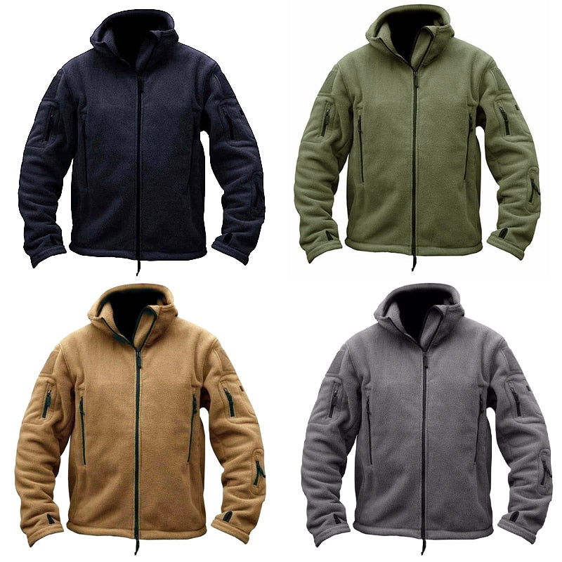 Men's Tactical Outdoor Fleece Lining Hooded Jacket