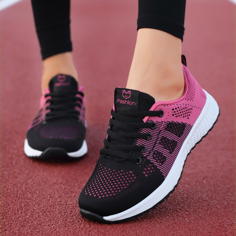 Buy 1721-blackred Vulcanized Falt Platform Mesh Sports &amp; Running shoes for Women