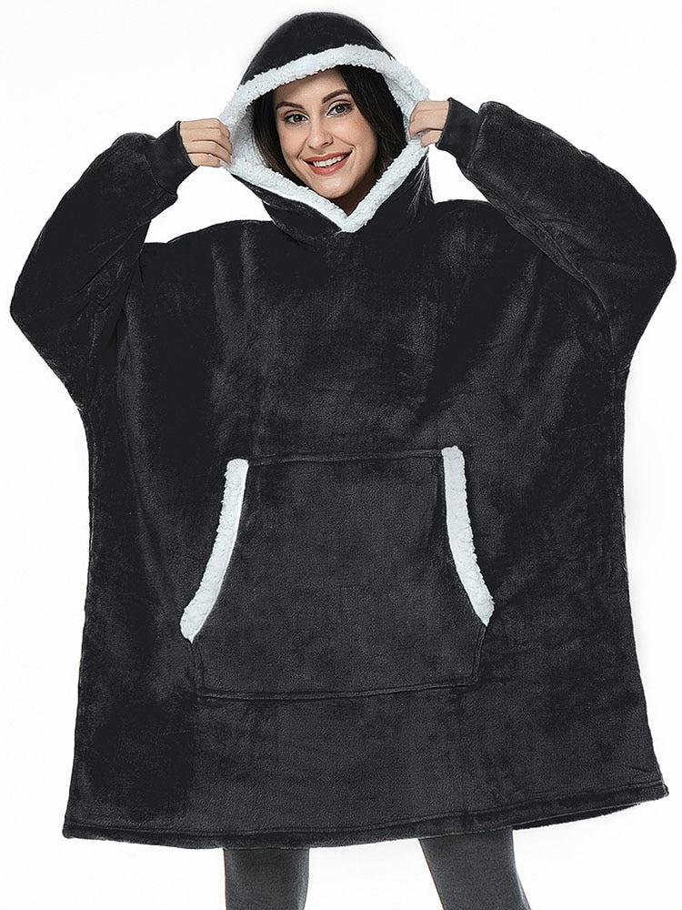 Acheter black Oversized Tie Dye Fleece Giant Hoodies for Women