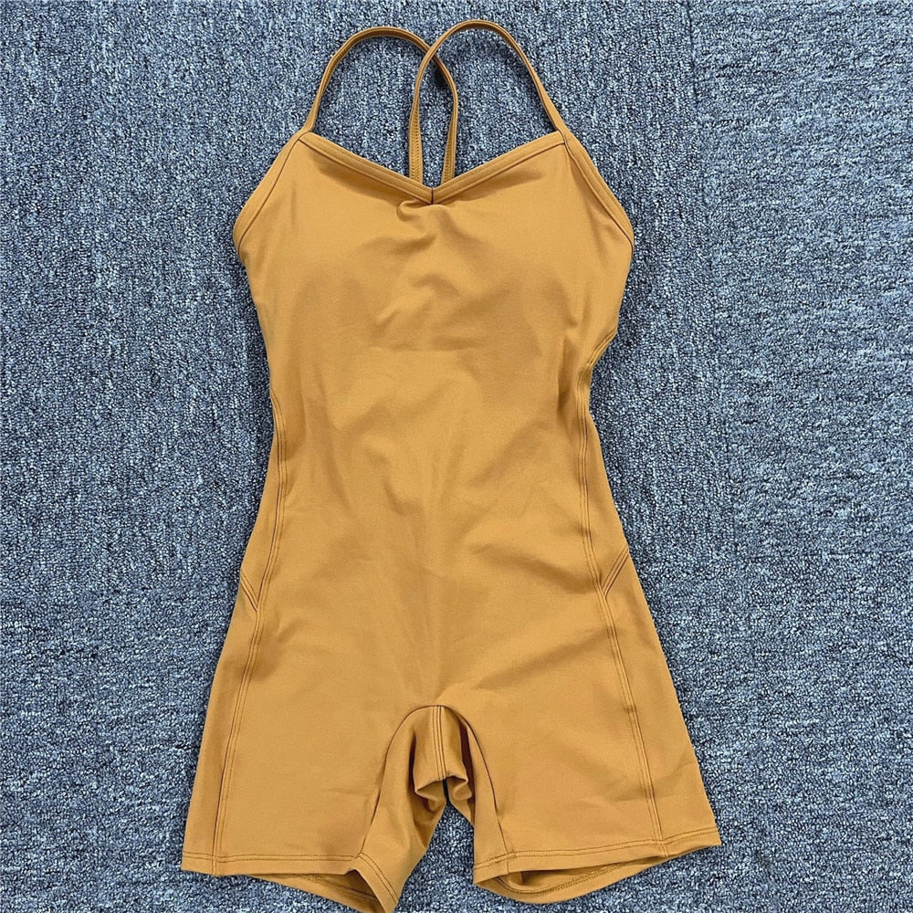 Comprar coffee-short Athleisure  One Piece Backless Fitness Bodysuit / Jumpsuit