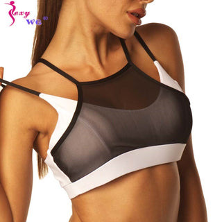 Stylish Breathable Mesh two part Sports Bra Top Padded High Impact Underwear Double Thin Shoulder Strap