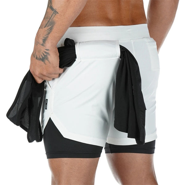 Camo Running Shorts 2 In 1 Double-deck shorts for Men Quick Dry white shorts