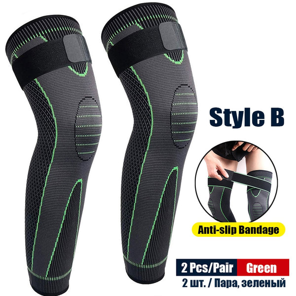 1Pair Sport Full Leg Compression Sleeves with Knee Cap Support 