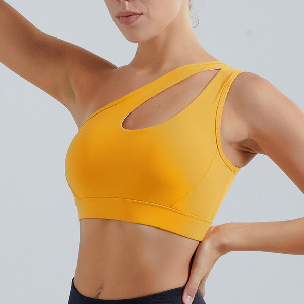 Single Shoulder Anti-sweat stylish Sports Bra sports top