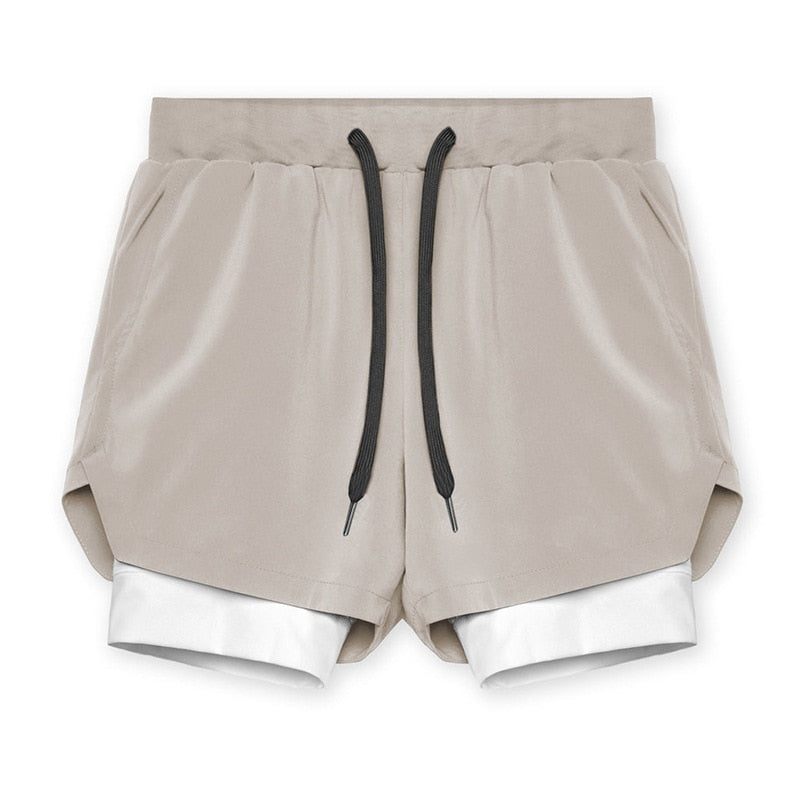 Buy light-card-white Breathable Double layer sport shorts for Men