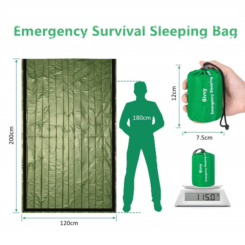 Waterproof Lightweight Thermal Emergency Sleeping Bag Bivy Sack - Survival Blanket Bags Camping, Hiking, Outdoor, Activities-6