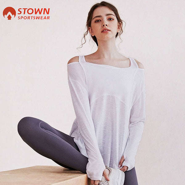 Long Sleeve Yoga Shirts for Women Loose Sports Tee Crop Top Sports 