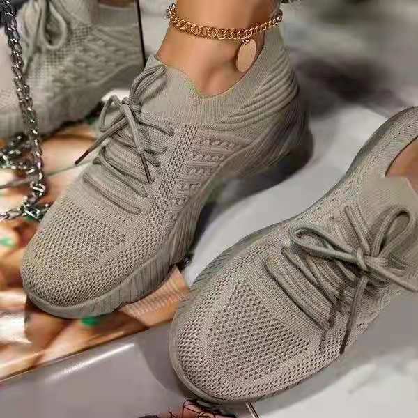 Compra brown Sneakers Shoes 2022 Fashion Lace Up Platform Shoes for Women&amp;#39;s Summer Plus Size Flat Mesh Sports Shoes Woman Vulcanize Shoes
