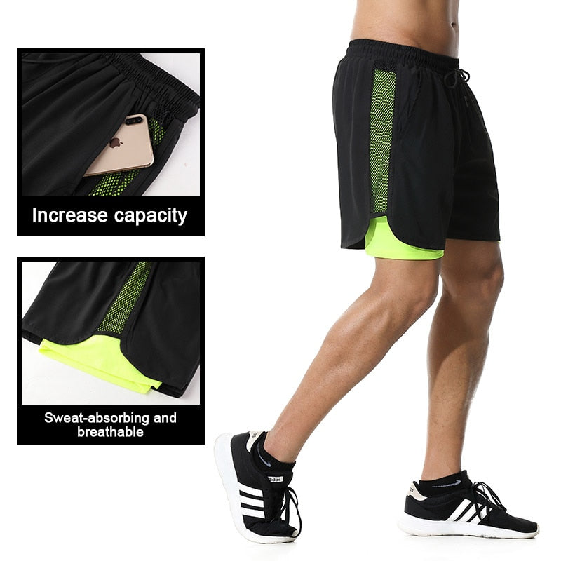 Double Layer Running and Fitness Shorts Quick Drying 