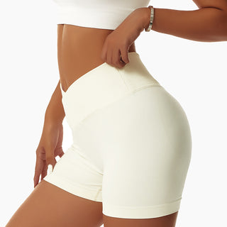 Buy ivory Seamless Cross High Waist Yoga Hip Lift Shorts for women