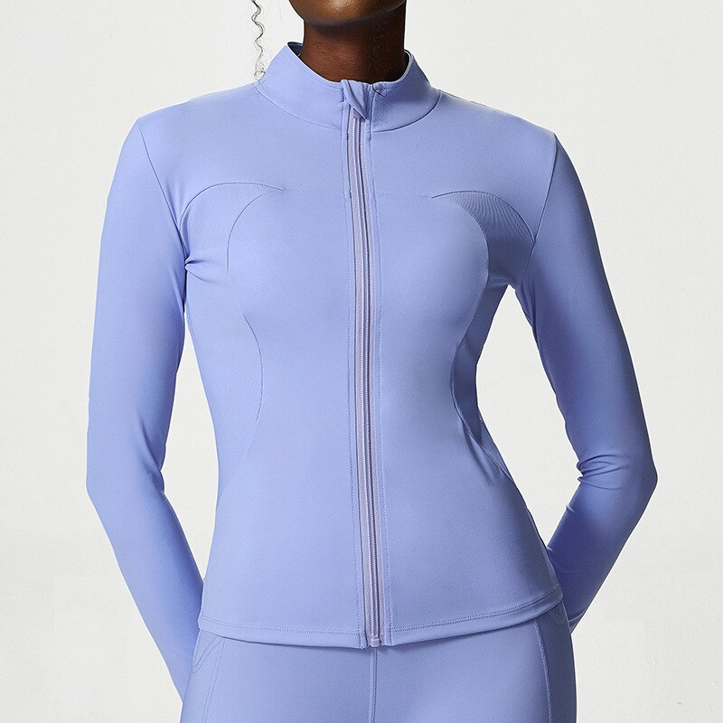 Long-Sleeved Yoga and Sports Jacket for Women with Zipper 