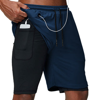 Compra nblue-headphone-hole 2 Layers Fitness &amp; Gym Training Sports Shorts for Men