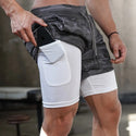 Camo Double layer Running Shorts for Men 
