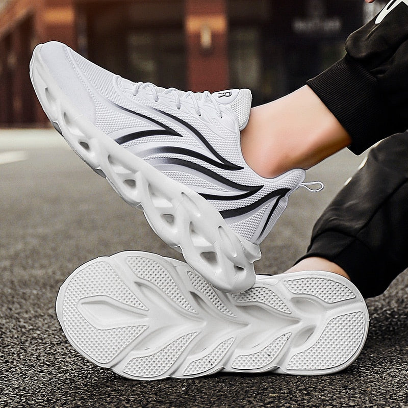 Cushioning Flame Printed Air Mesh Linen Trainers for Men