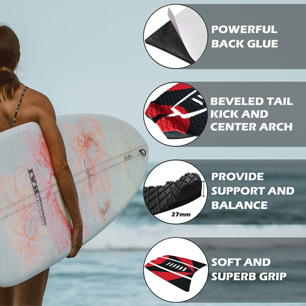 Surfboard Self Adhesive Traction Grip Pads  Premium EVA Deck with Tail Kicker