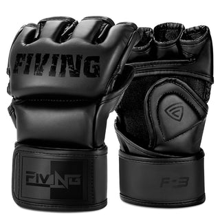FIVING Half Finger PU Leather Boxing Gloves MMA Fighting Kick Boxing Gloves for Men