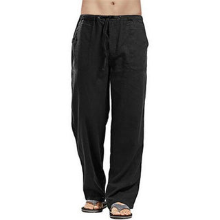 Buy black SIPERLARI Linen Wide Korean style Trousers for Men. Oversize Linens Yoga Pants