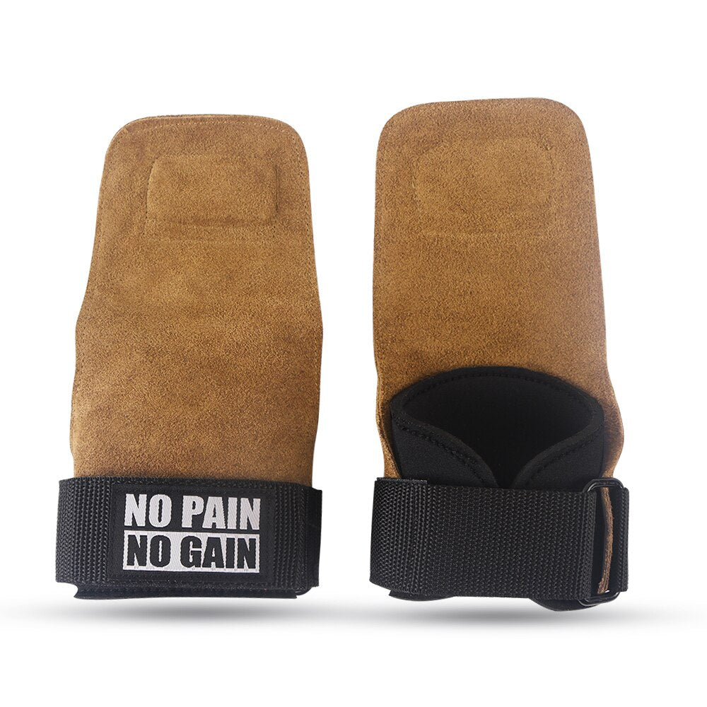 1Pair Leather Anti-Skid Weightlifting Grip GlovesSPECIFICATIONSWrist Feature: Metal Fastener,Wrist Bands,Hook and loop,it can be adjusted freely.Weight: About 130g Per PairType: Weight Lifting Grips GlovesType: Wei0formyworkout.com
