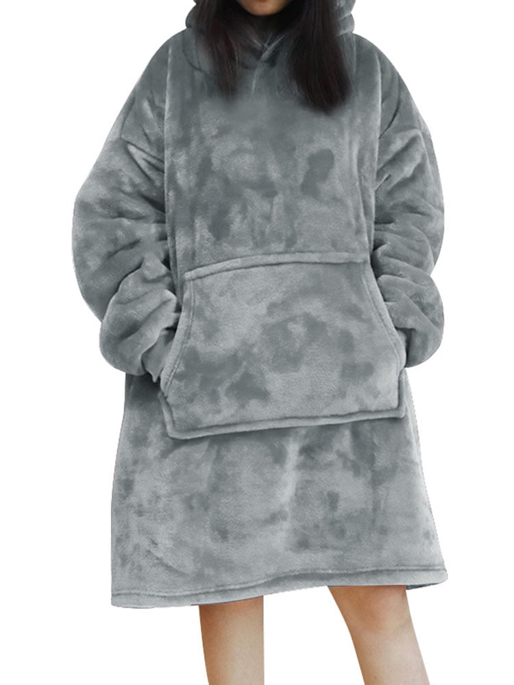 Buy hmy-623-grey Oversized Tie Dye Fleece Giant Hoodies for Women