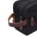  Canvas Toiletry Storage Bag with Leather Handle 
