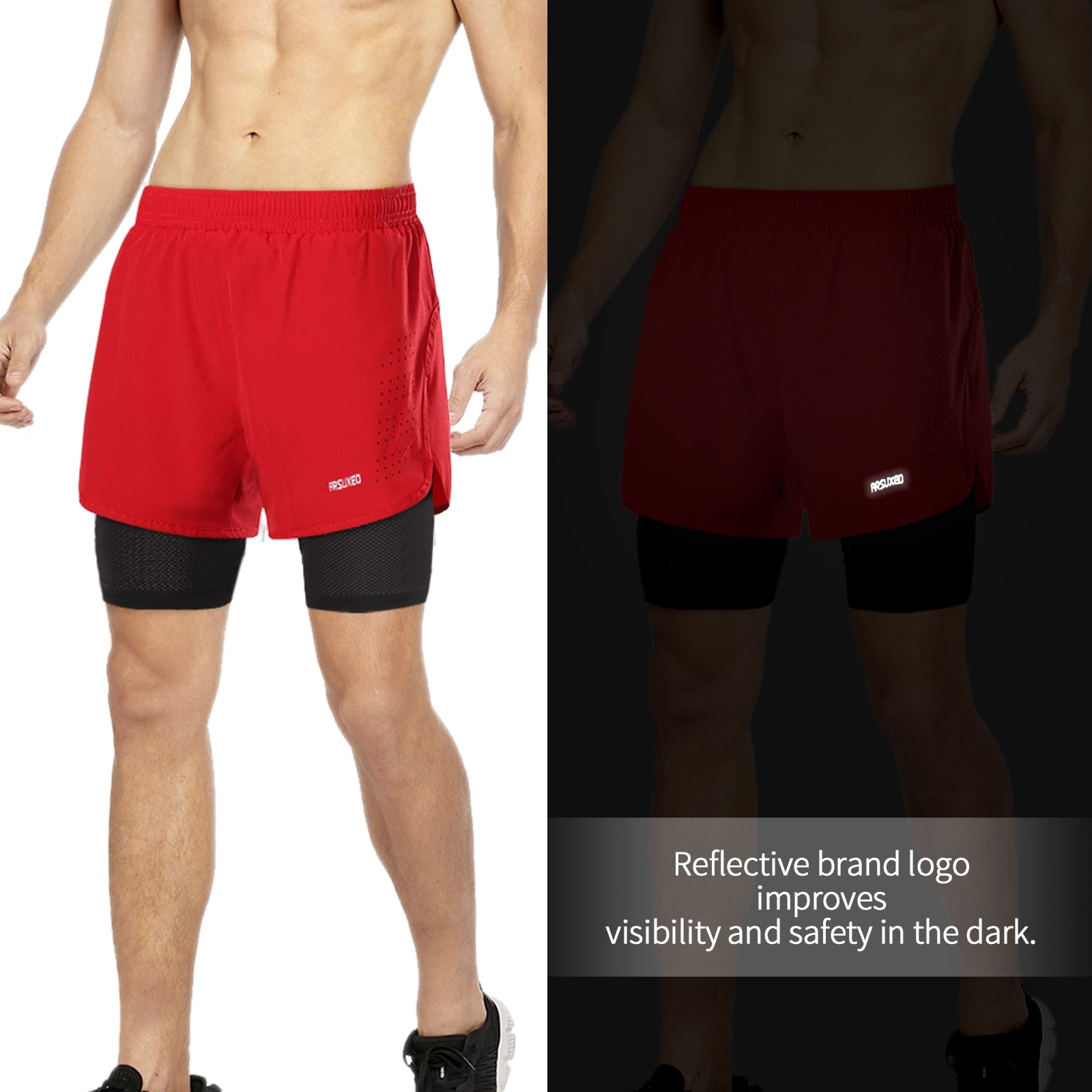 ARSUXEO  2 in 1 Men’s Running Shorts Quick Dry