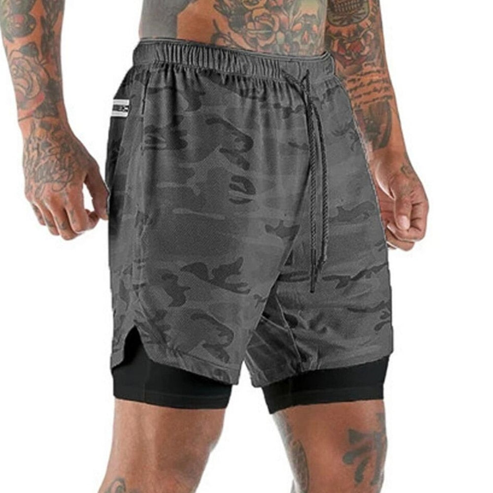 Compra grey-camo 2 in 1 Running double layer Shorts Quick Dry