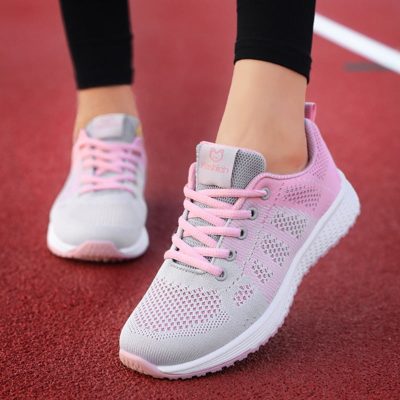 Buy 1721-graypink Vulcanized Falt Platform Mesh Sports &amp; Running shoes for Women