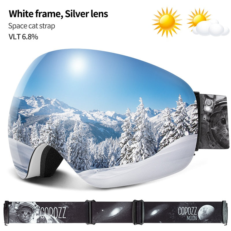 Buy cat-goggle-only COPOZZ Anti-Fog Ski Spherical Frameless Ski Goggles 100% UV400 Protection