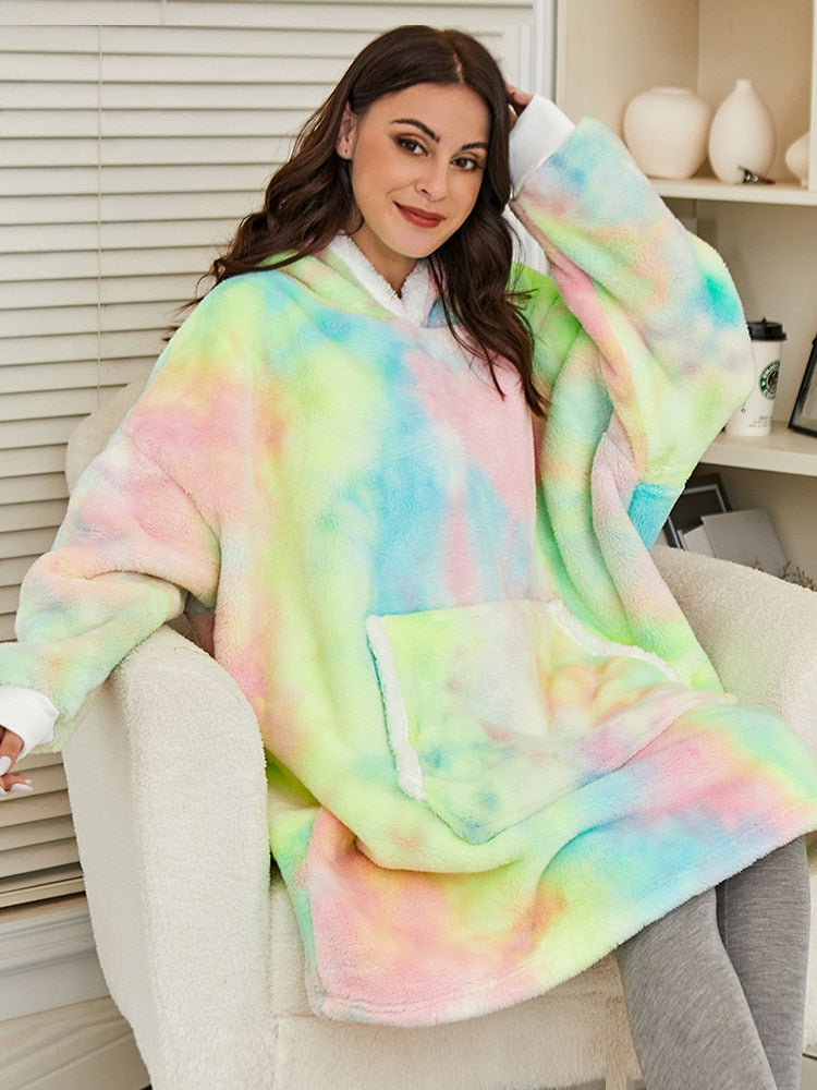 Oversized Tie Dye Fleece Giant Hoodies for Women