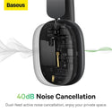 Baseus H1 ANC Bluetooth 5.2 Headsets Wireless Headphones, 40db Active Noise Cancellation, 70h Battery Life, 40mm Driver Unit