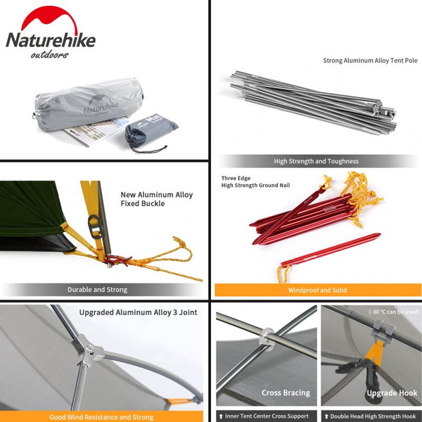 Naturehike Mongar 2-3 Person Ultralight Waterproof Nylon Camping Tent 15D