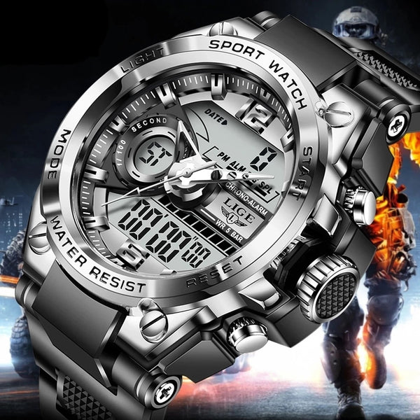 LIGE Digital Military style Sport Led Quartz Watch 