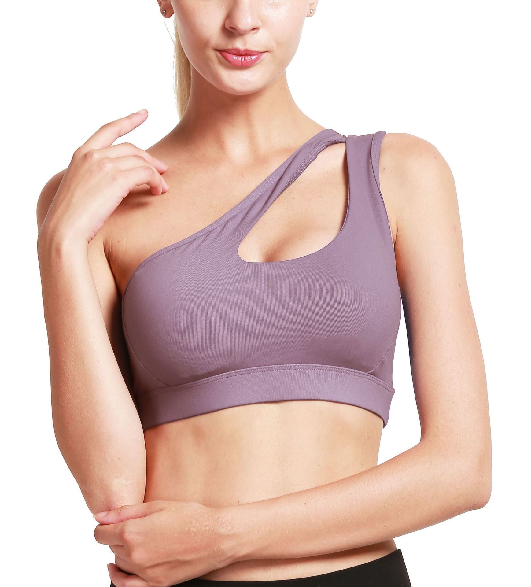 Single Shoulder Anti-sweat stylish Sports Bra sports top pink