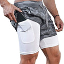 2 Layers Fitness & Gym Training Sports Shorts for Men
