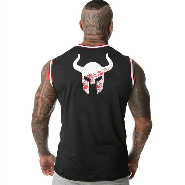Sleeveless O neck Printed sleeveless workout Vest bodybuilding vest 