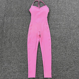 Compra pink-long Athleisure  One Piece Backless Fitness Bodysuit / Jumpsuit