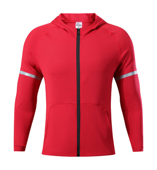 Compra red Hooded Fitness Jacket with Zipper and Pockets for Men and Women