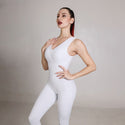 Elegant Sporty Jumpsuit For Yoga and Fitness. Overalls Gym, yoga and Pilates Workout Clothes for Women Mayan Pilates Active Wear White