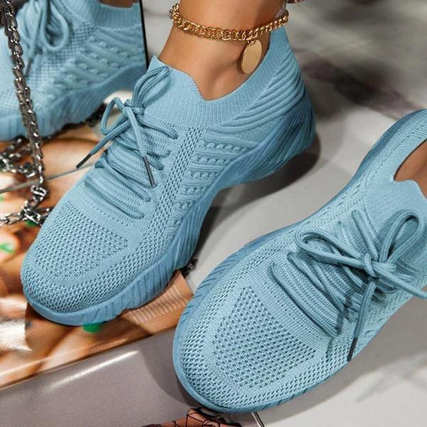 Acheter light-blue Fashion Breathable Lace Up Vulcanized Platform sports shoes for Women