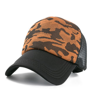 Buy orange-1 Plain and Mesh  Adjustable Snapback Baseball Cap
