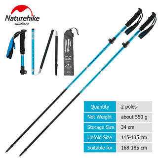 Naturehike Stick Five-section Trekking Poles ST09 Collapsible Hiking Lightweight Folding Sticks , Decathlon, JD SPORTS, Sports Direct